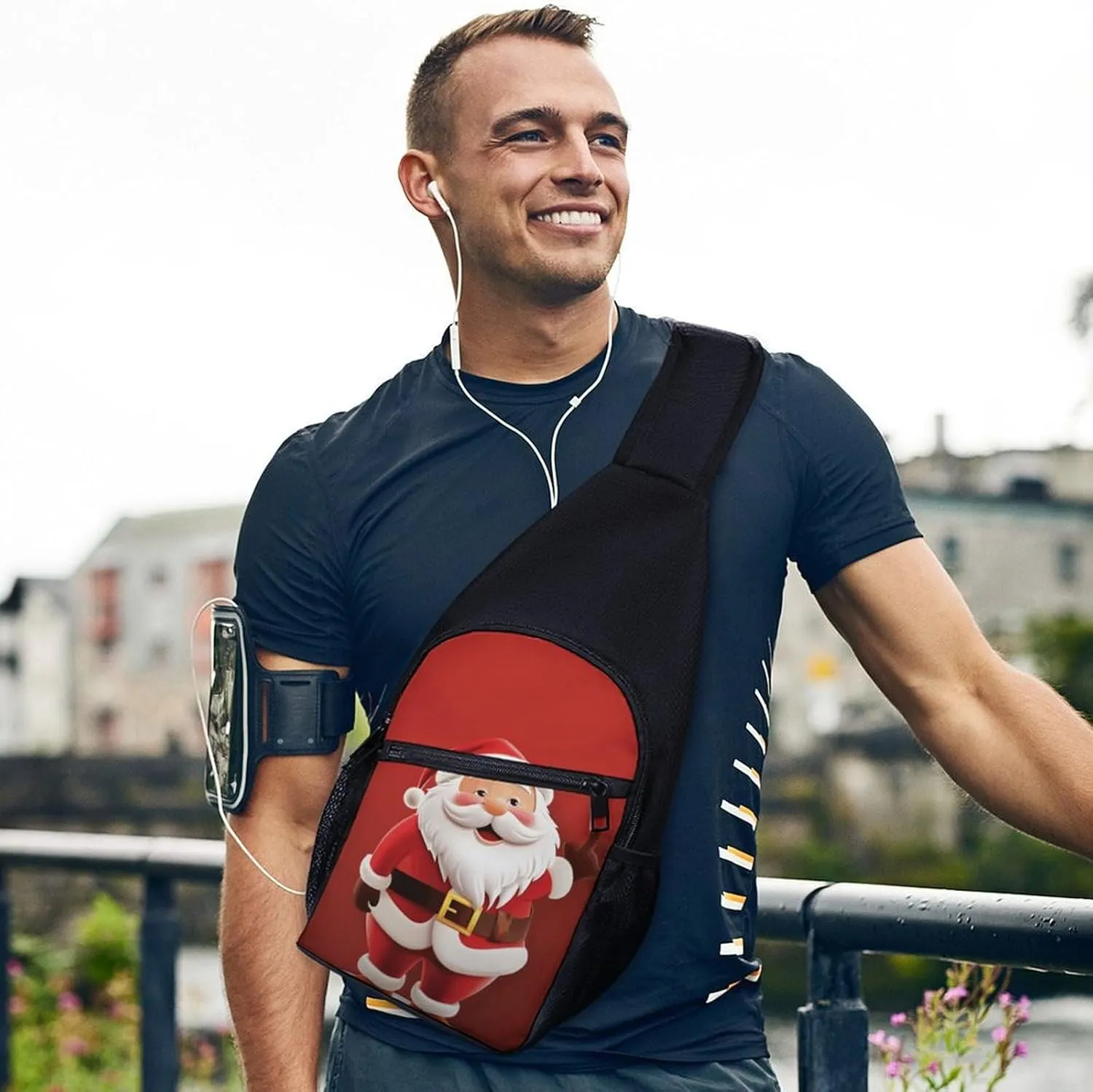 Crossbody Bag for Women Men Sling Bag Cartoon Santa Claus Chest Bag Crossbody Adjustable Shoulder Bag