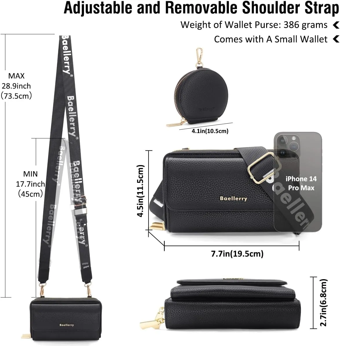 Crossbody Bag for Women Small Shoulder Handbag Leather Cell Phone Purse Wristlet Clutch Wallet with Card Slots