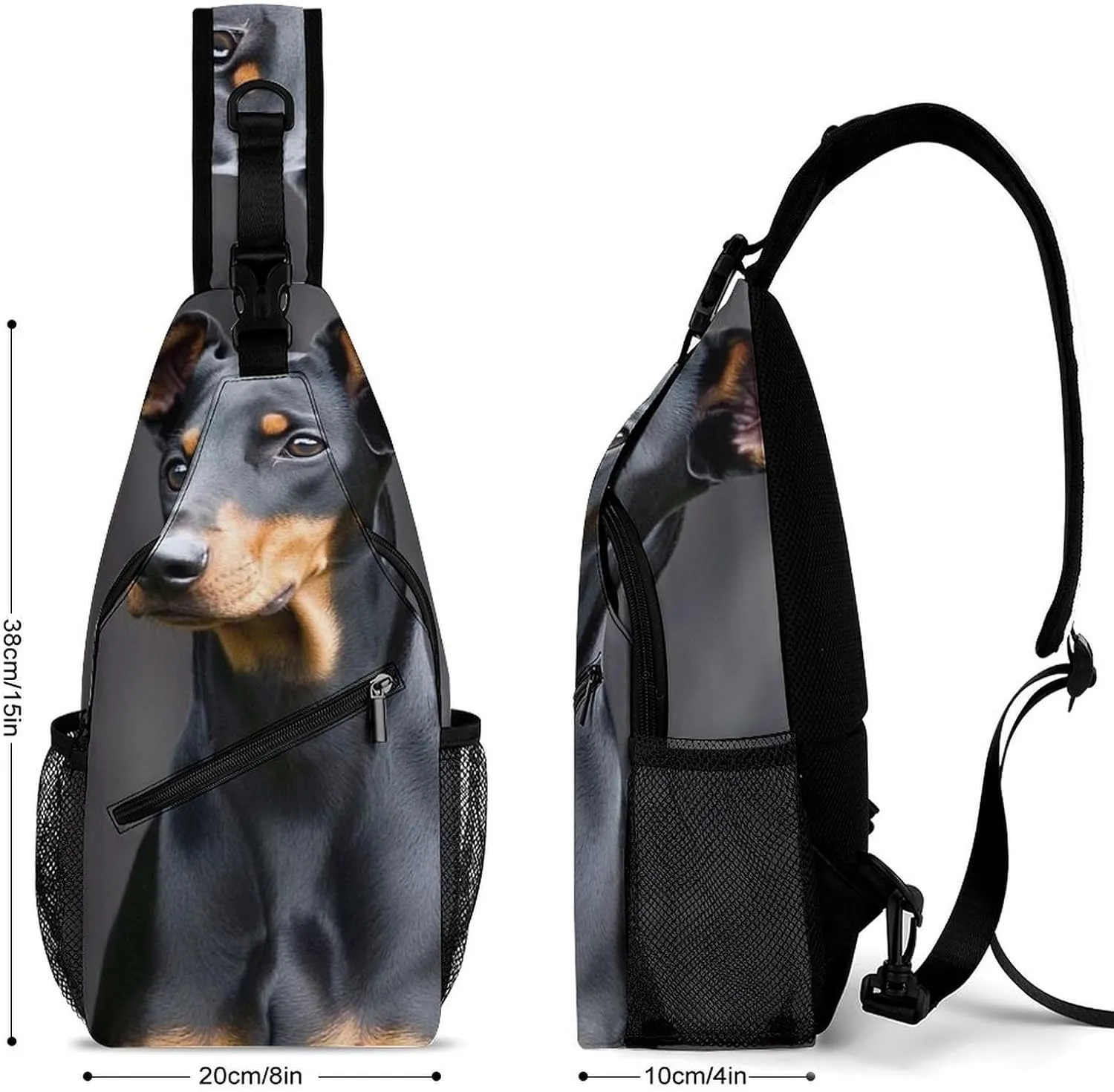 Crossbody Bags for Men, Travel Casual Sling Backpack German Doberman Pinscher Gym Chest Bag Large Capacity Shoulder Backpack for Sport