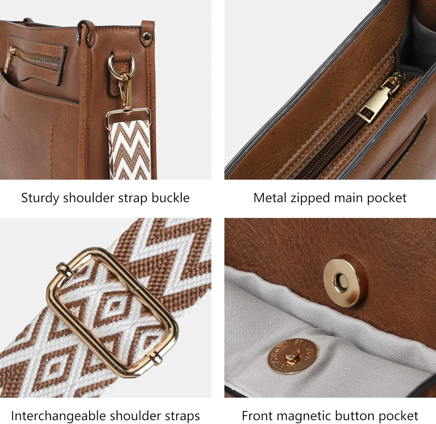 Crossbody Bags for Women 7-Pockets Purses for Women Vegan Leather Hobo Bag Shoulder Bag Handbags with Ajustable Strap