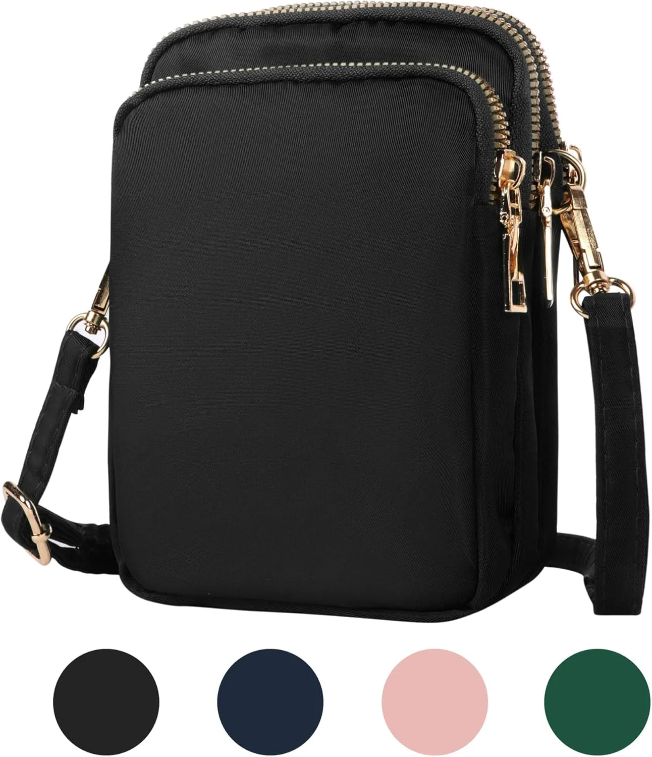 Crossbody Bags for Women, Small Crossbody Phone Bag with Adjustable Strap, 3 Layers Zipper Purse Wallet for Women and Ladies