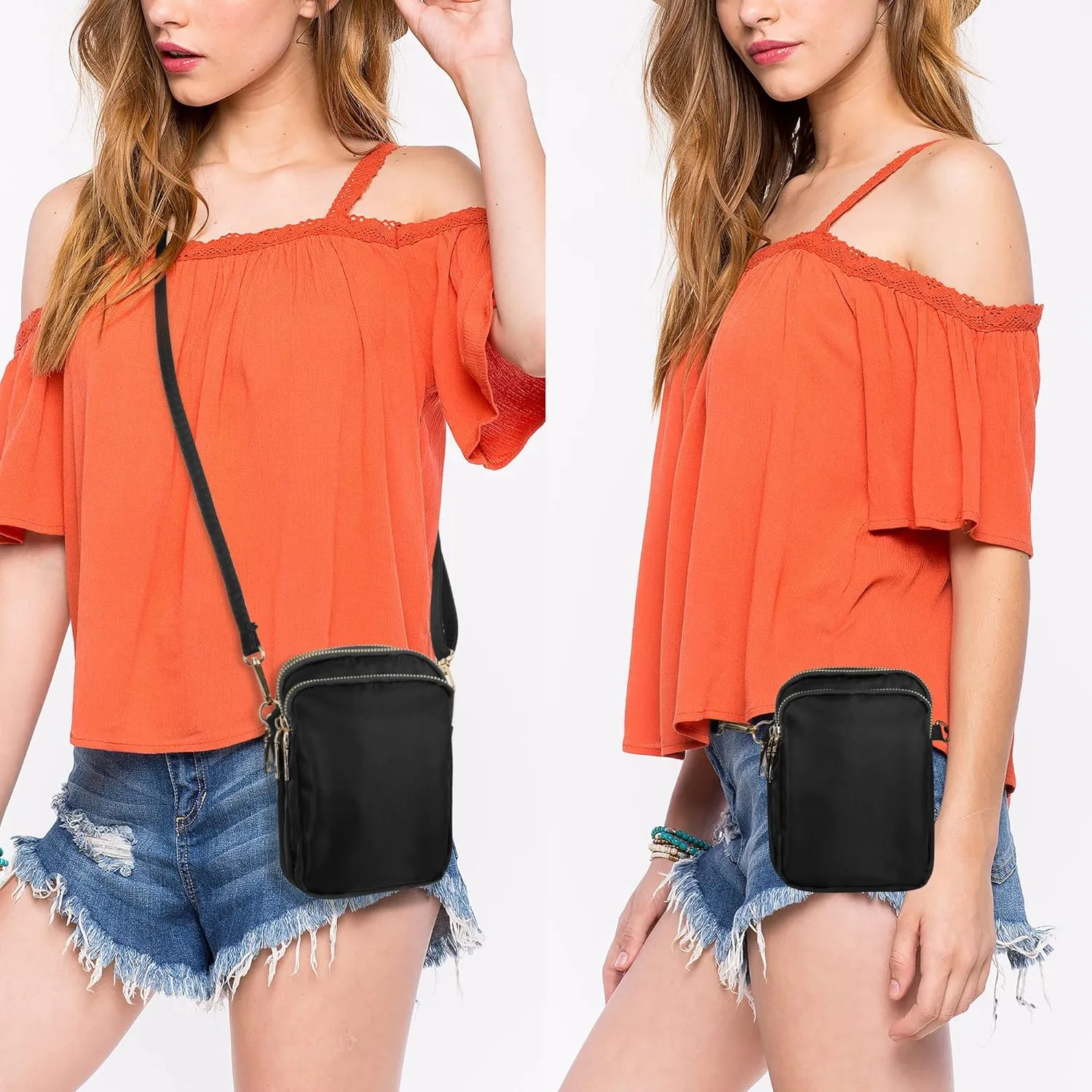 Crossbody Bags for Women, Small Crossbody Phone Bag with Adjustable Strap, 3 Layers Zipper Purse Wallet for Women and Ladies