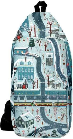 Crossbody Bags for Women,Crossbody Bag Men,Small Sling Bag,Cartoon Train Railway Game Mat,Crossbody Purse