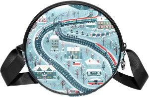Crossbody Bags for Women,Crossbody Bag Men,Small Sling Bag,Cartoon Train Railway Game Mat,Crossbody Purse