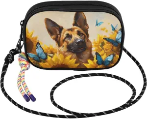 Crossbody Bags German Shepherd Dog Sunflower for Women Cell Phone Purses Women's Shoulder Handbags Wallet Purse with Adjustable Strap