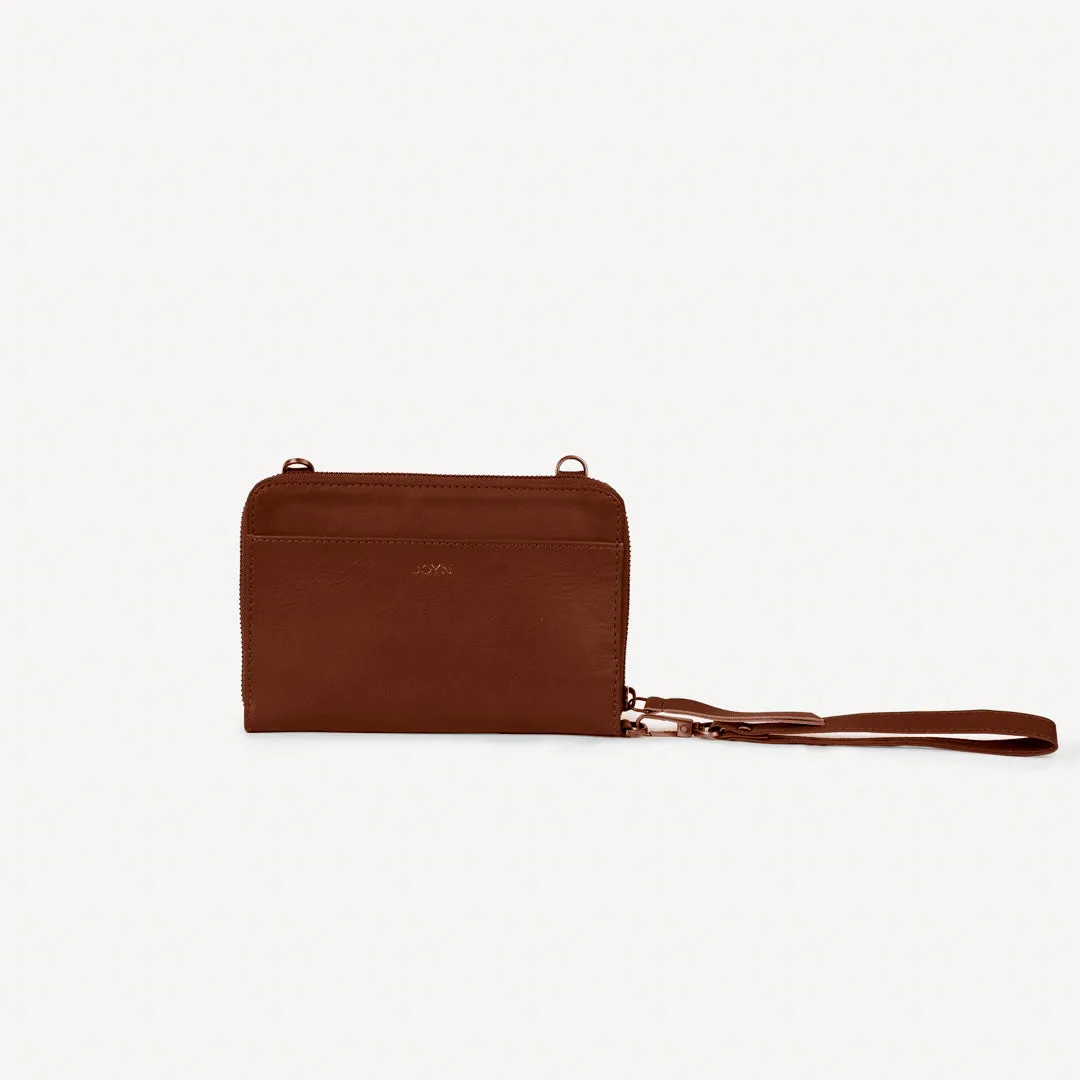 Crossbody Leather Wallet - Brown
