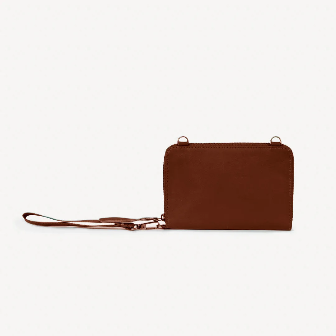Crossbody Leather Wallet - Brown