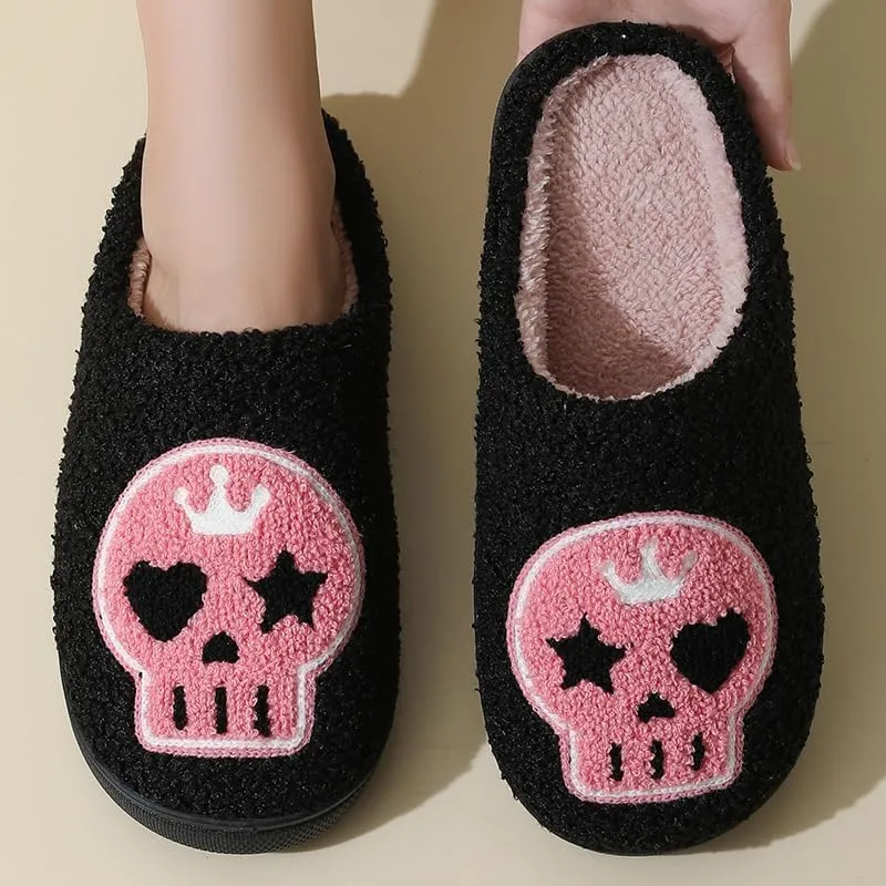 Crown Skull Cotton Slippers Halloween Cartoon Warm Cotton Slippers Male and Female Couples Home Indoor Cotton Slippers