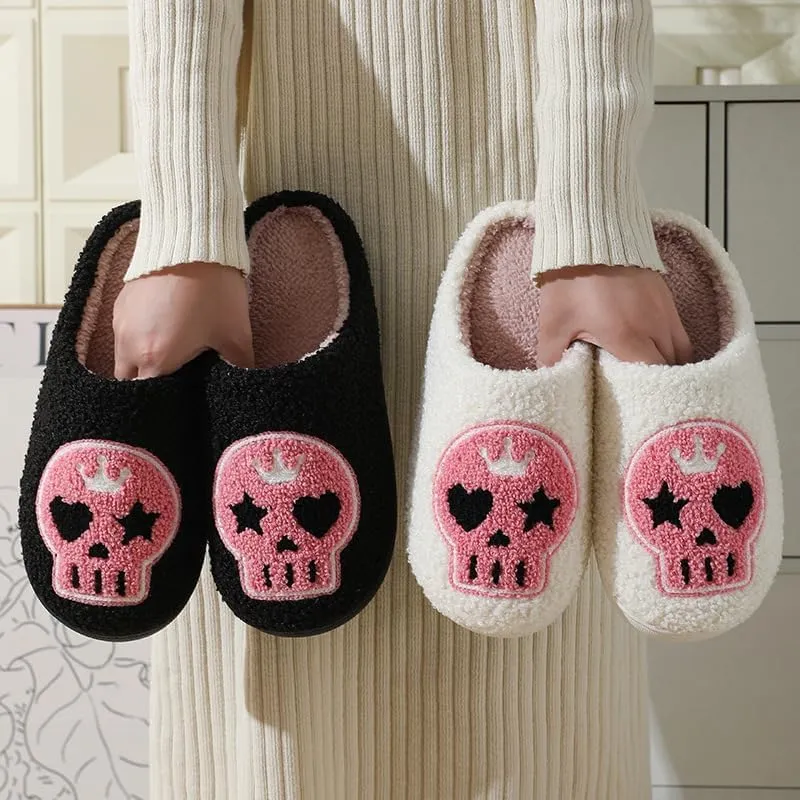 Crown Skull Cotton Slippers Halloween Cartoon Warm Cotton Slippers Male and Female Couples Home Indoor Cotton Slippers