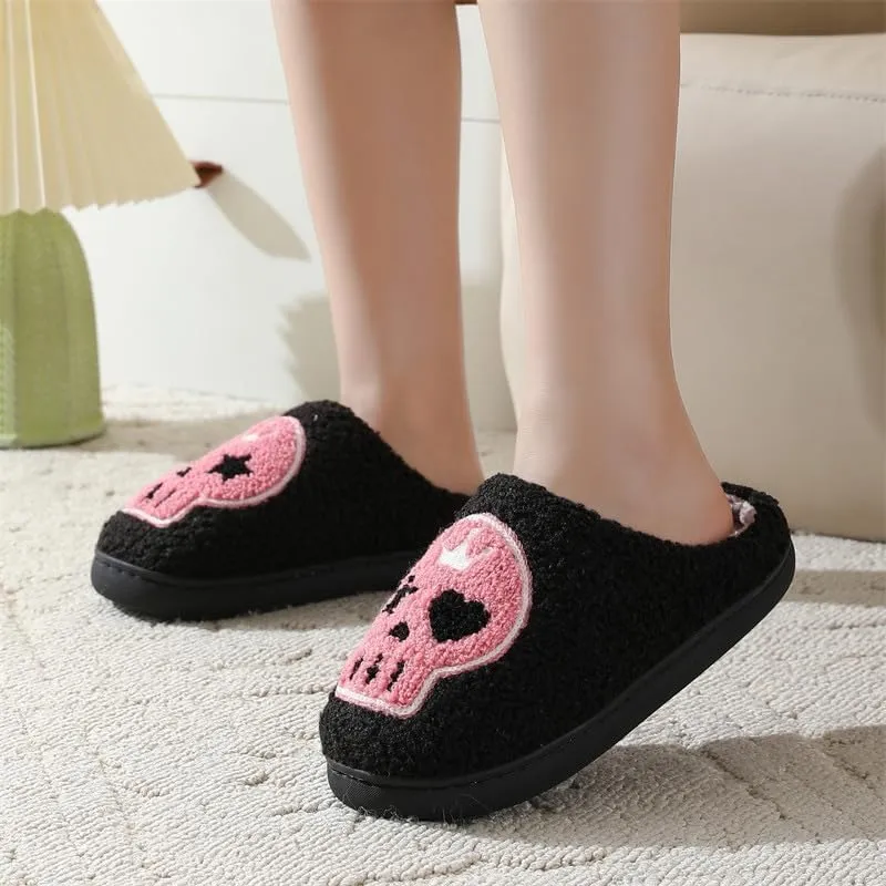 Crown Skull Cotton Slippers Halloween Cartoon Warm Cotton Slippers Male and Female Couples Home Indoor Cotton Slippers