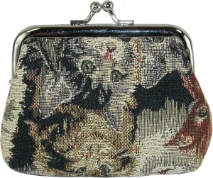 CTM® Women's Cat Print Tapestry Coin Purse Wallet