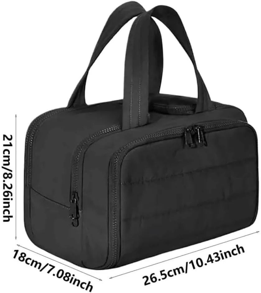 Curetoaway Travel Cosmetic Bag, Waterproof Portable Large Capacity Wide-Open Travel Cosmetic Bag, Cosmetic Bags For Women With Divider And Handle (Grey)