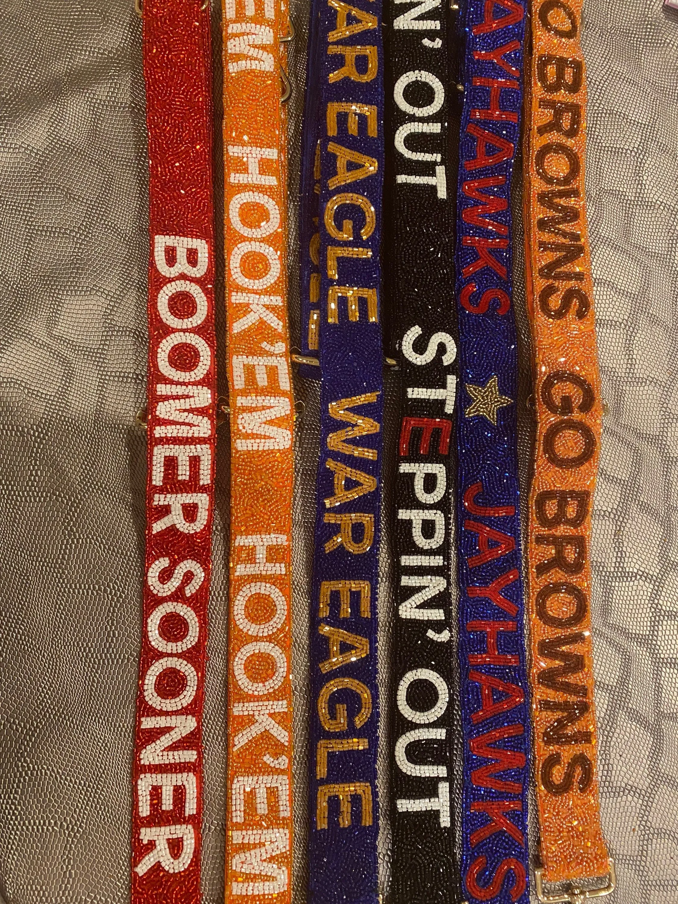 Custom college beaded bag strap for stadium bags, clear bag,team spirit strap, ADJUSTABLE game day clutch strap, personalized purse strap
