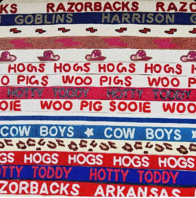 Custom college beaded bag strap for stadium bags, clear bag,team spirit strap, ADJUSTABLE game day clutch strap, personalized purse strap