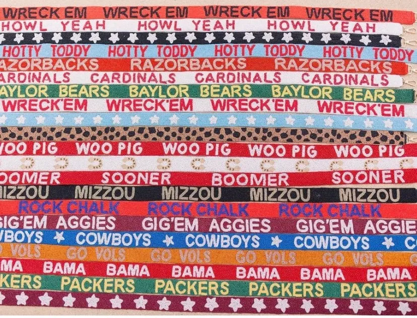Custom college beaded bag strap for stadium bags, clear bag,team spirit strap, ADJUSTABLE game day clutch strap, personalized purse strap