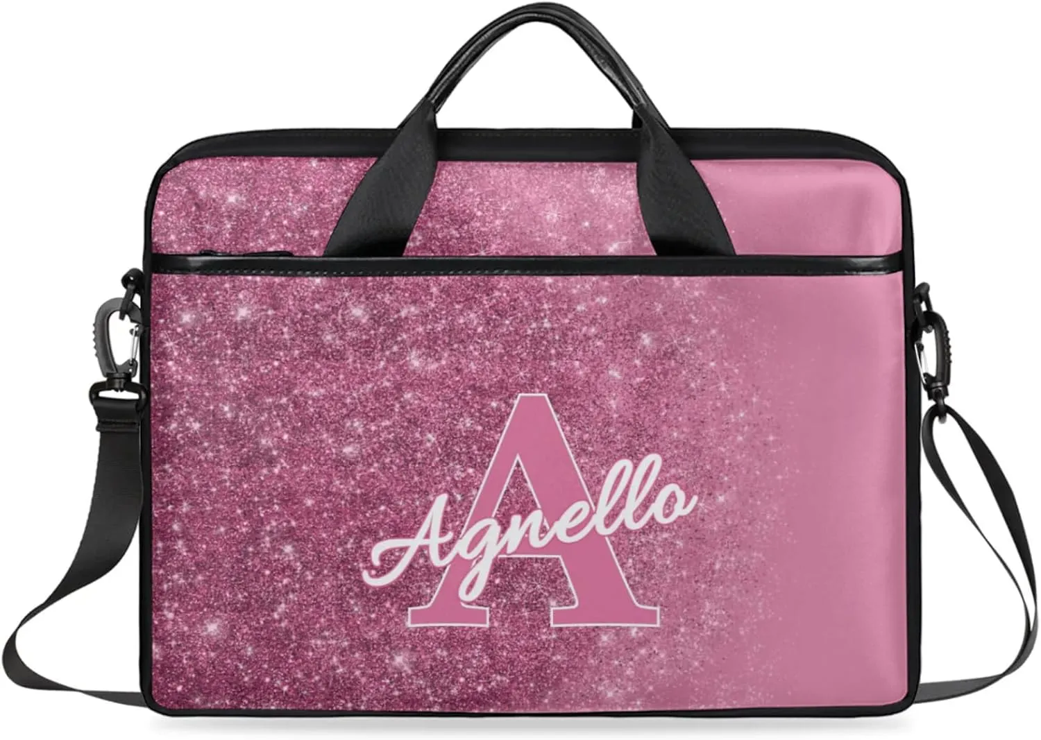 Custom Glitter Capital Laptop-Bags, Personalized Name Computer Bags Laptop Case for Business Work, 15 Inch