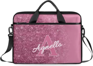 Custom Glitter Capital Laptop-Bags, Personalized Name Computer Bags Laptop Case for Business Work, 15 Inch
