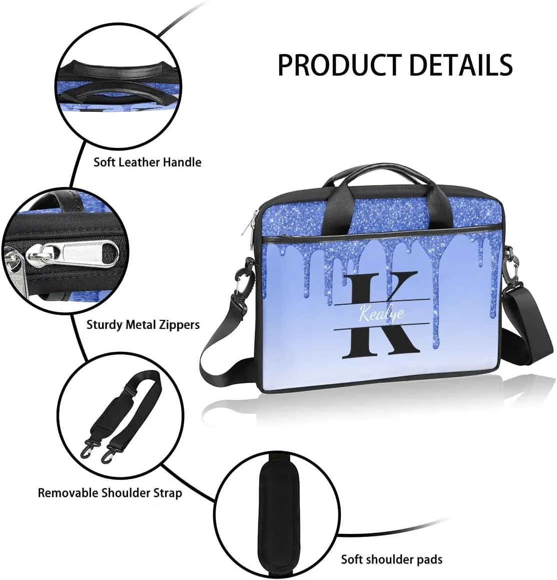 Custom Laptop Bag for Women Men Personalized Name 13 14 15.6 inch Laptop Messenger Shoulder Bags