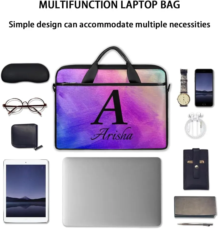 Custom Laptop Bag with Name,Personalized Laptop Shoulder Bag Add Your Own Name,Customized Portable Computer Pocket Case Gifts