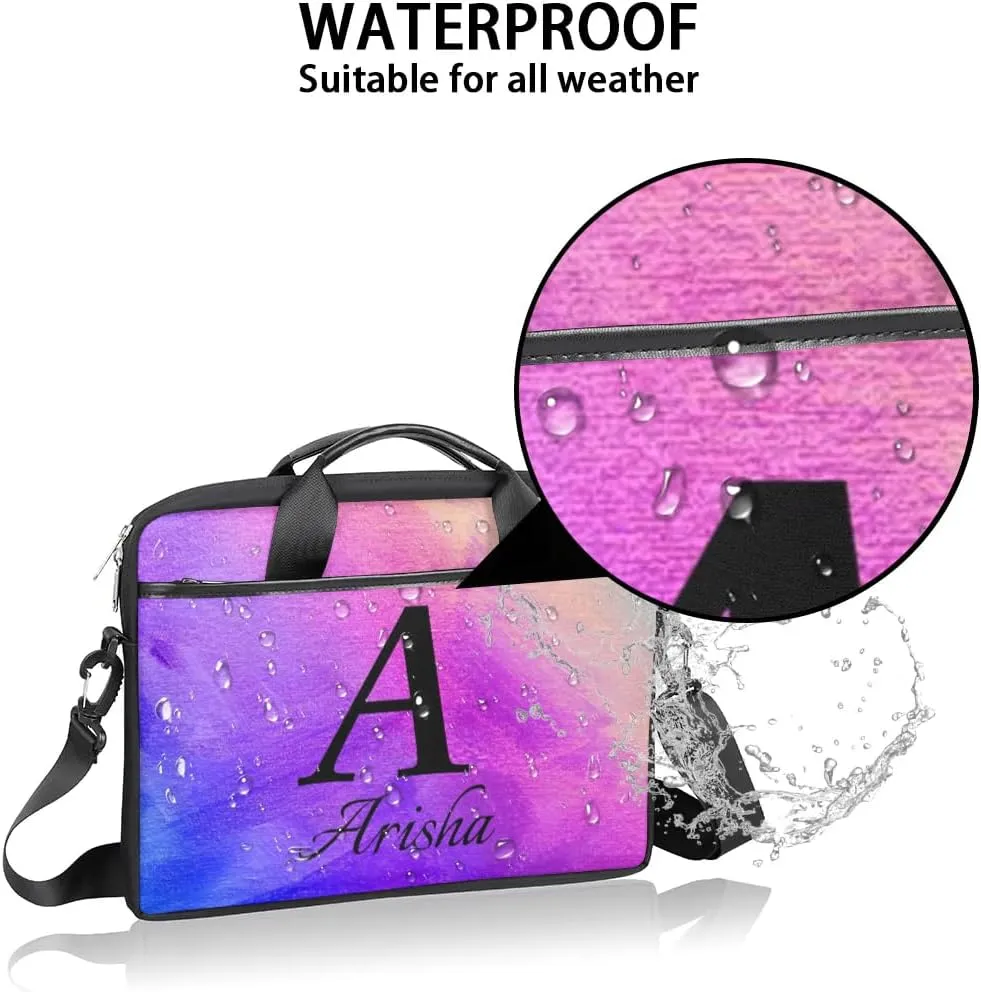 Custom Laptop Bag with Name,Personalized Laptop Shoulder Bag Add Your Own Name,Customized Portable Computer Pocket Case Gifts