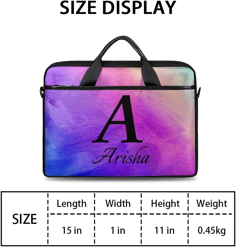 Custom Laptop Bag with Name,Personalized Laptop Shoulder Bag Add Your Own Name,Customized Portable Computer Pocket Case Gifts