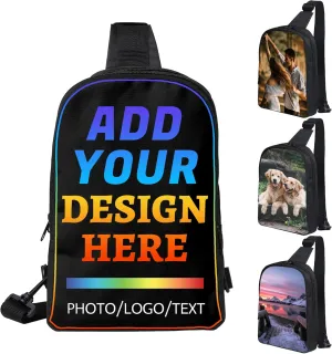 Custom Sling Bag for Men Women Personalized Crossbody Bags with Photo Text Customized Chest Bag for Hiking Travel