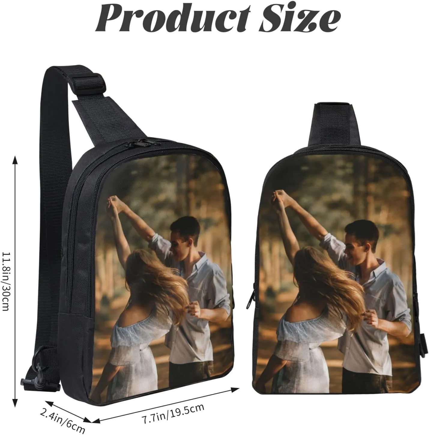 Custom Sling Bag for Men Women Personalized Crossbody Bags with Photo Text Customized Chest Bag for Hiking Travel