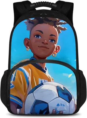 Customized Name Lunch Box Backpack for Kids, 17.3 Inch All-in-one School Backpack, Durable Polyester, Front Lunch Compartment, Side Pockets, Suitable for Travel & Office, Boys Soccer
