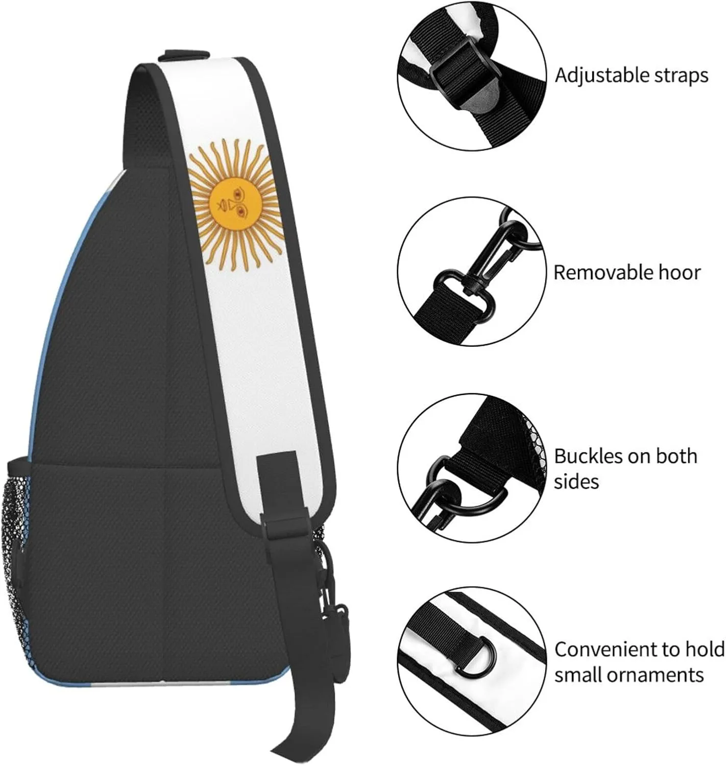 Cute Argentina Flag Sling Backpack Multipurpose Crossbody Sling Bag Travel Hiking Crossbody Shoulder Bag Backpack