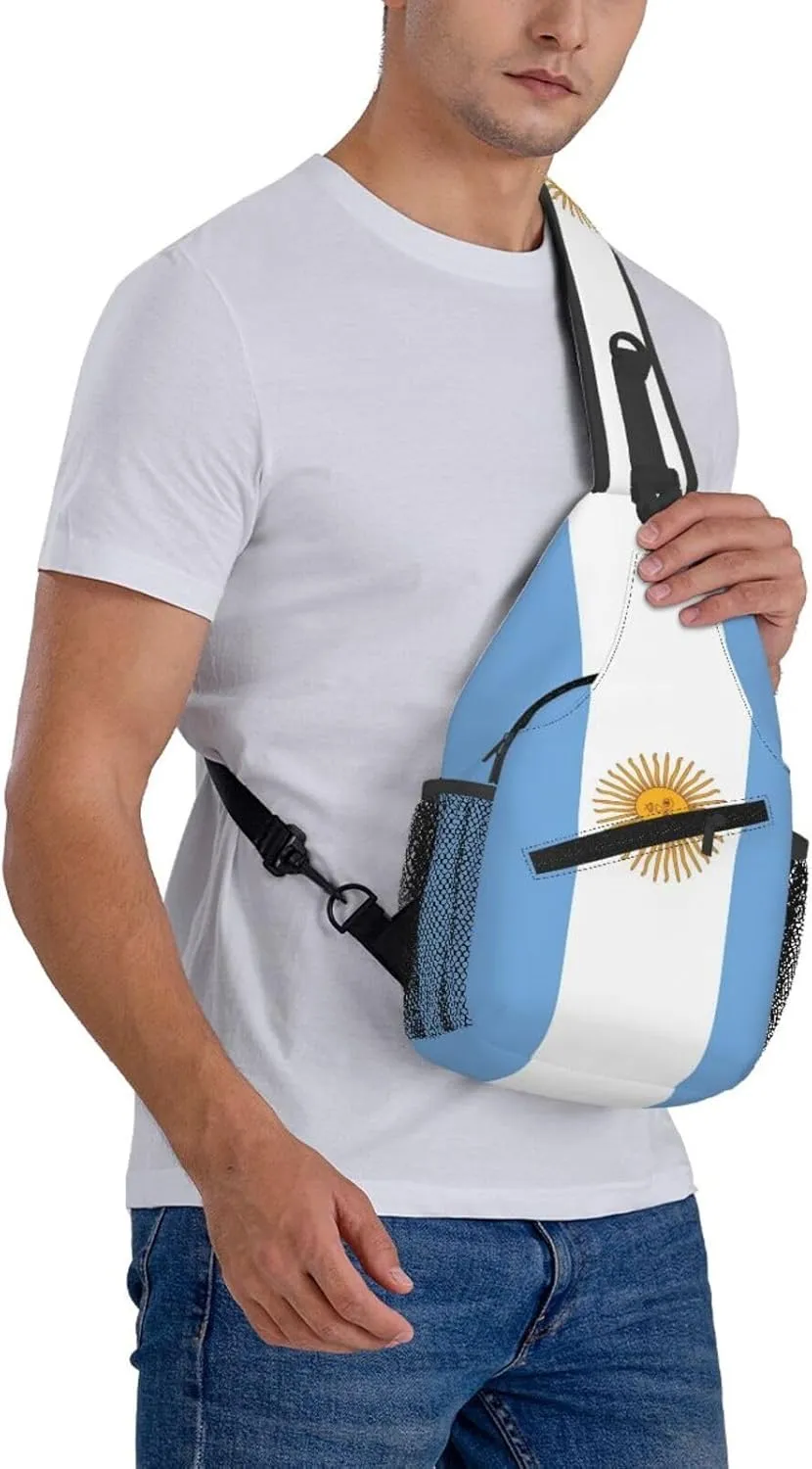 Cute Argentina Flag Sling Backpack Multipurpose Crossbody Sling Bag Travel Hiking Crossbody Shoulder Bag Backpack
