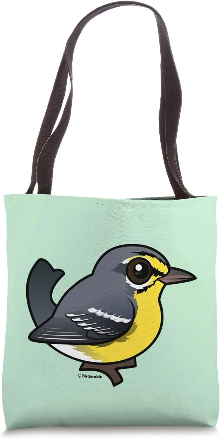 Cute Cartoon Adelaide's Warbler Puerto Rican Endemic Bird Tote Bag