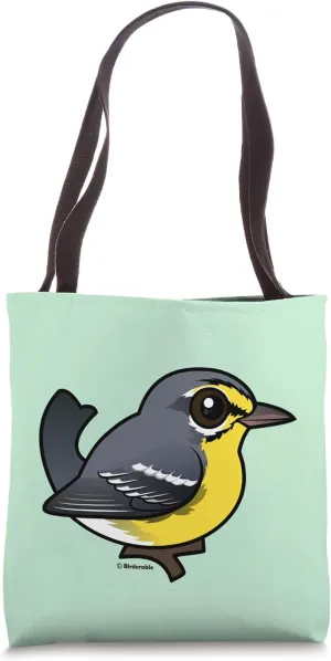 Cute Cartoon Adelaide's Warbler Puerto Rican Endemic Bird Tote Bag