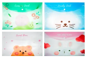 Cute Cartoon Animals Theme A4 PP Snap Button File (Pack of 12pcs)