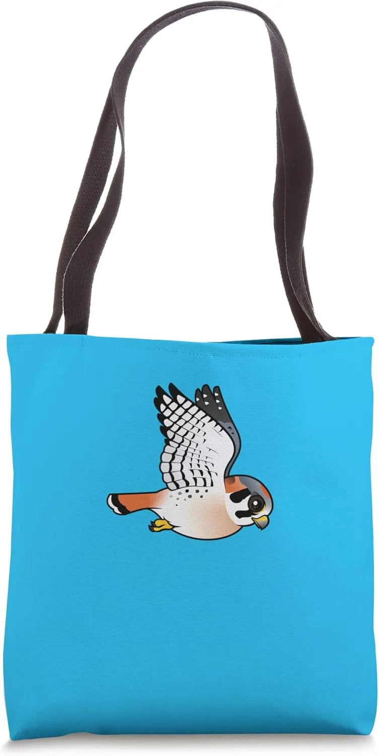 Cute Cartoon Flying Kestrel Falcon | Bird of Prey Raptor Tote Bag