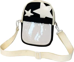 Cute Ita Bag Y2K Crossbody Purse Pin Display Bag with Insert Double Straps Star Satchel Shoulder Bag for Women