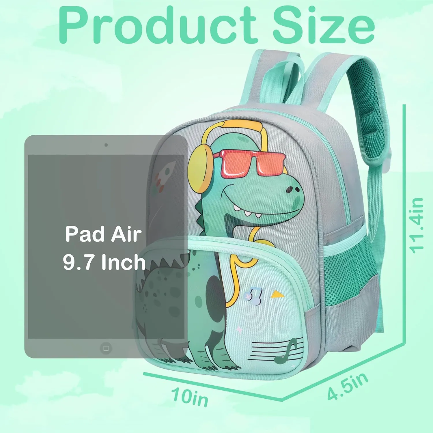 Cute Toddler Backpack Preschool Dinosaur Schoolbag for 2-6 Boys Kindergarten Children Travel Bookbag (Grey)