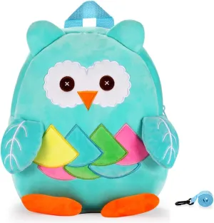 Cute Toddler Backpack Stuffed Cartoon Animal Mini Schoolbag For Boys And Girls (Blue owl)
