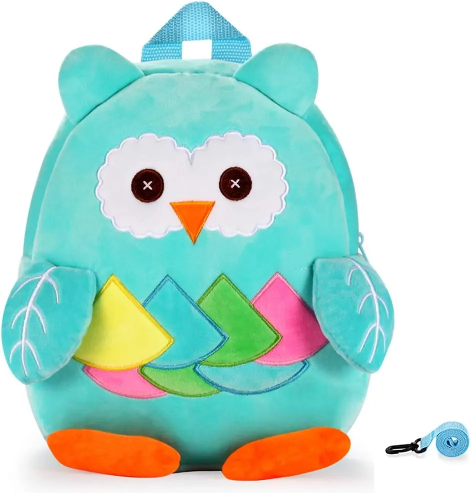 Cute Toddler Backpack Stuffed Cartoon Animal Mini Schoolbag For Boys And Girls (Blue owl)