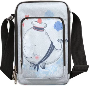 Cute Whale Sailor Cartoon Cross Body Bags Trendy Cross Body Cell Phone Purse Wallet Shoulder Bag Small Travel Crossbody Bag with Adjustable Strap for Women and Men