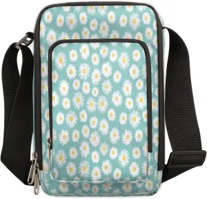 Daisy Naive Blue Small Crossbody Bags for Women Trendy Cross Body Phone Purse Wallet Mens Travel Crossbody Bag Side Shoulder Bag