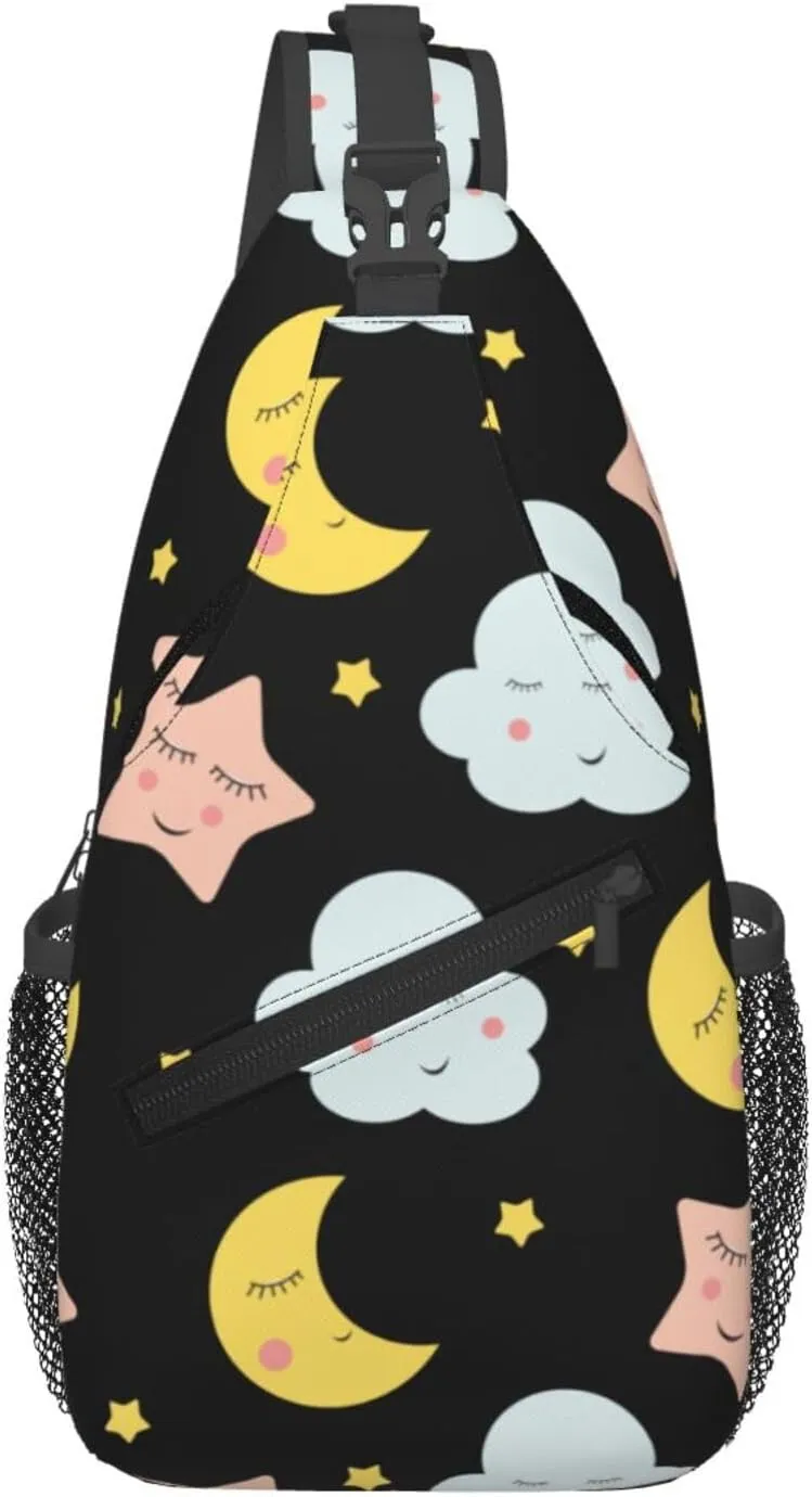 Day And Night Seamless Illustration Crossbody Bags For Women Men Chest Backpack Gym Shoulder Bag Travel Outdoor Sports Casual Crossbody Bags