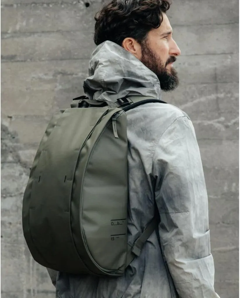 Db Journey The Hugger Backpack - Durable Travel Backpack with Laptop Compartment & Pockets for Work, Luggage Backpack with Roller Bag Hook Up System, 15L - Moss Green