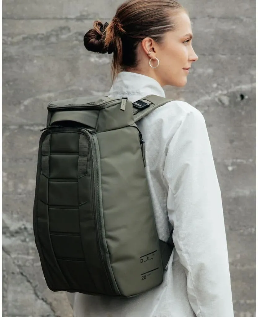 Db Journey The Hugger Backpack - Durable Travel Backpack with Laptop Compartment & Pockets for Work, Luggage Backpack with Roller Bag Hook Up System, 20L - Moss Green