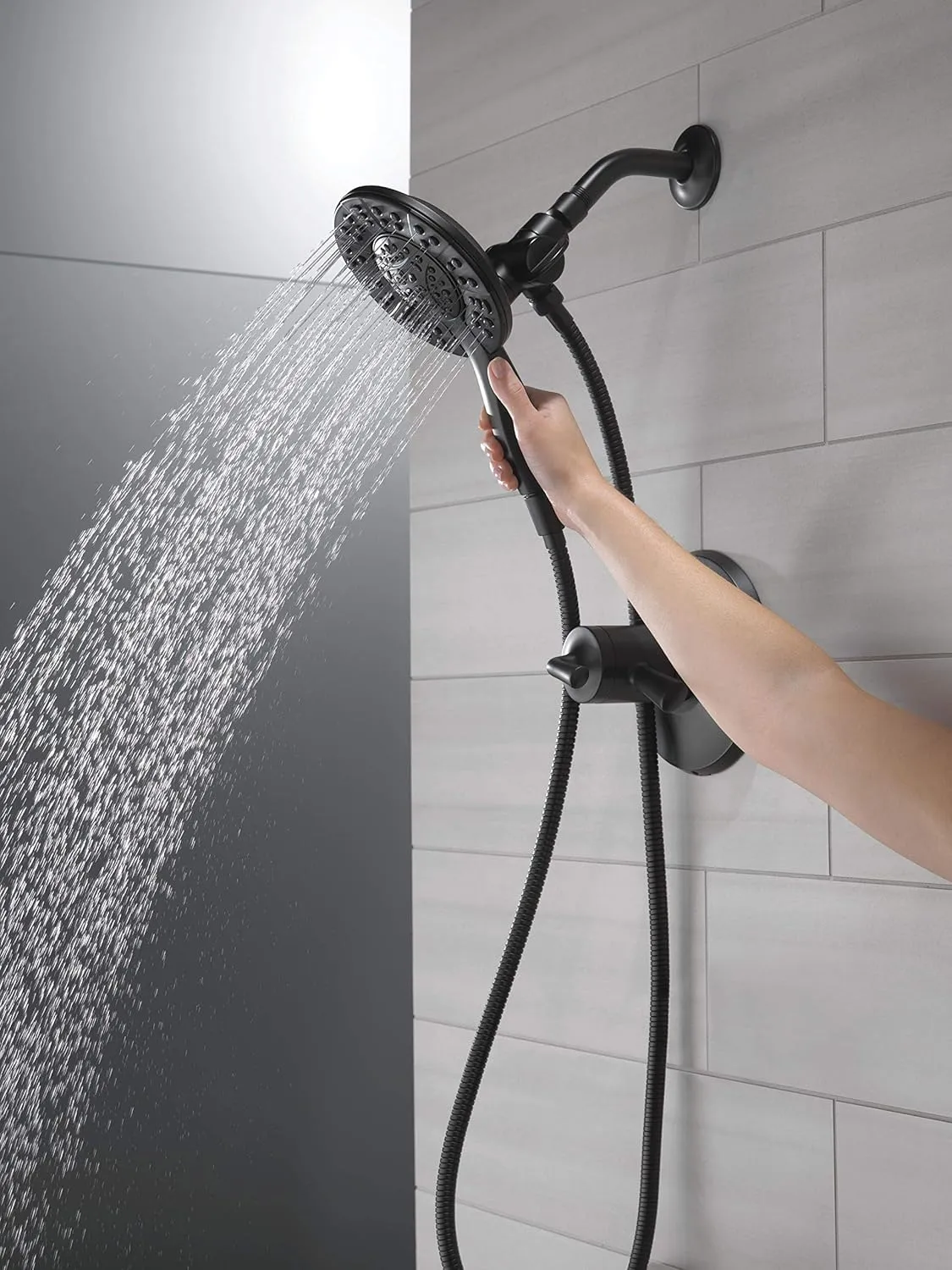 Delta Faucet 4-Spray In2ition Dual Shower Head with Handheld Spray, Matte Black Shower Head with Hose, Showerheads & Handheld Showers, Handheld Shower Heads, Matte Black 58499-BL