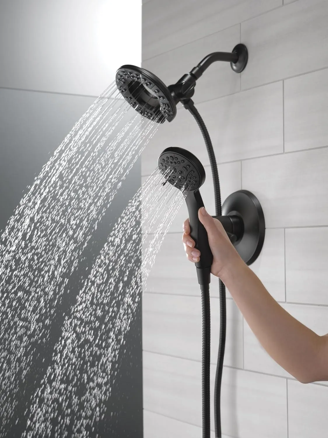 Delta Faucet 4-Spray In2ition Dual Shower Head with Handheld Spray, Matte Black Shower Head with Hose, Showerheads & Handheld Showers, Handheld Shower Heads, Matte Black 58499-BL