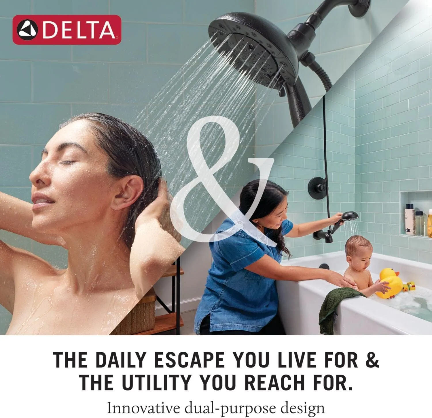 Delta Faucet 4-Spray In2ition Dual Shower Head with Handheld Spray, Matte Black Shower Head with Hose, Showerheads & Handheld Showers, Handheld Shower Heads, Matte Black 58499-BL