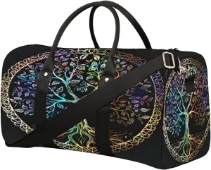 Design Tree Circular Travel Duffel Bag for Women Men Small Sport Gym Bag Waterproof Weekender Overnight Lightweight Carry on Foldable Gym Bag for Training Swim Yoga Traveling Handbag