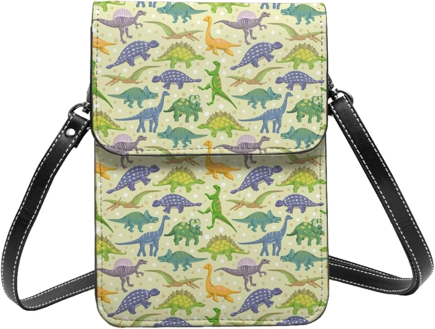 dinosaur animal cartoon dino colorful Crossbody Cell Phone Purse for Women Girls Leather Mini Cross Body Bags Small Shoulder Bags