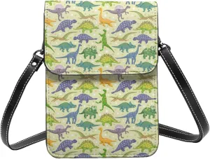 dinosaur animal cartoon dino colorful Crossbody Cell Phone Purse for Women Girls Leather Mini Cross Body Bags Small Shoulder Bags