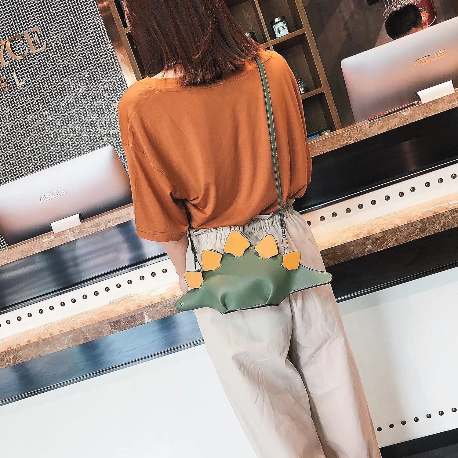 Dinosaur Shoulder Purses,PU Stegosaurus CrossBody Bag for Girl Women